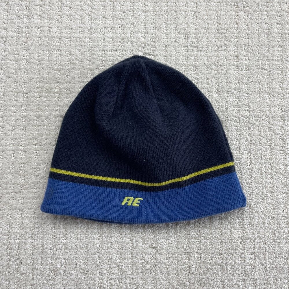 Y2K American Eagle Outfitters AE Reversible Skull Cap Hat Adult Blue / Green